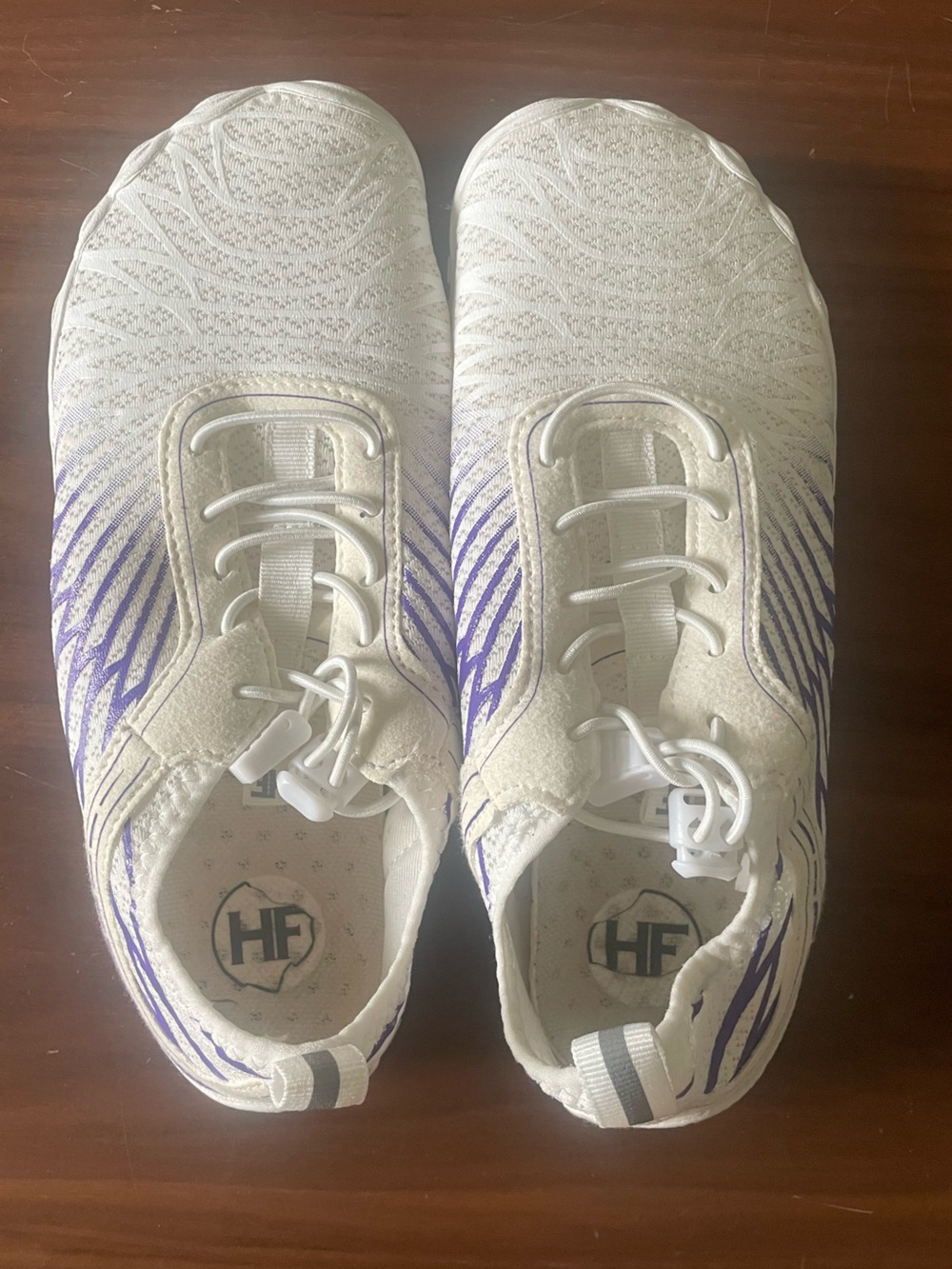 HF White Athletic Slip-On Barefoot Sneaker with Purple Accent Women Size 36